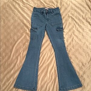 Rue21 Blue Flare Jeans with Cargo Pockets
